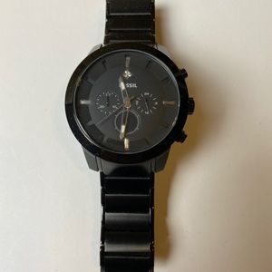 Black steel band fossil watch. Used - good quality